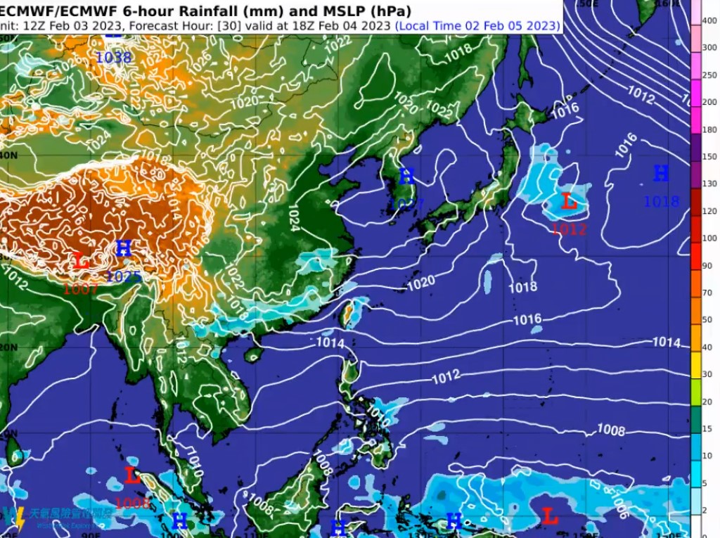 今天北部轉為陰雨天氣，預計大台北往南延伸到桃竹苗一帶持續有雨勢，。 圖：取自天氣風險臉書