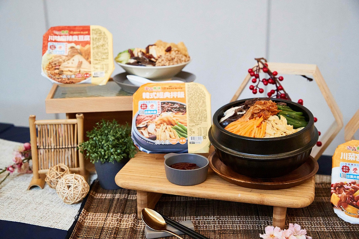 東森購物推出「共善商品」為「東森農場-蔬食餐盒」，圖為韓式經典拌飯。 圖：東森購物提供