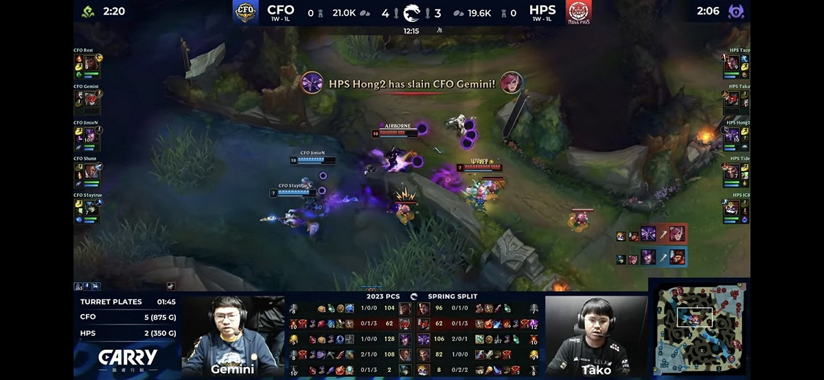 地獄豬敗給中信飛牡蠣。 圖：翻攝自LoL Pacific Championship Series YT頻道