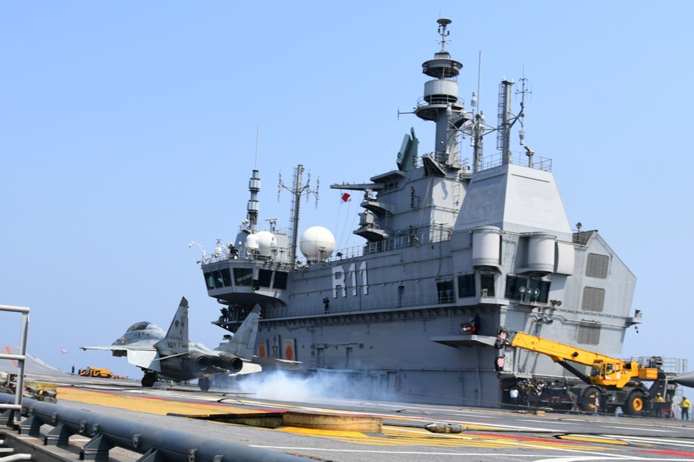 印度首艘國造航母艦「維克蘭特號」。 圖：翻攝@indiannavy推特