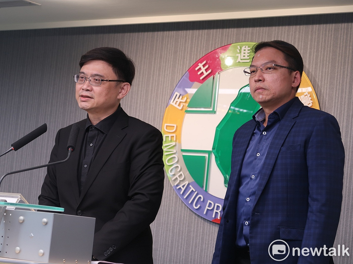 民進黨中評會主委賴瑞隆、中評委黃文益 圖：林朝億/攝
