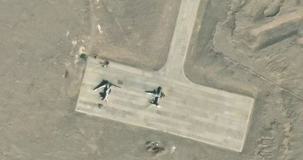 衛星拍攝到中國西北靶場導彈攻擊前的樣貌。 圖 : 翻攝自Planet Lab