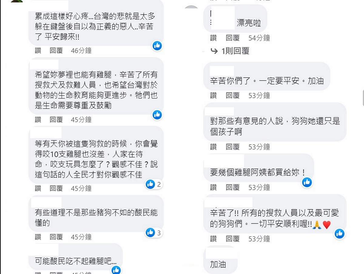 領犬員的霸氣宣言也讓大批網友力挺。 圖：取自Tyfd-K9桃園搜救犬隊臉書