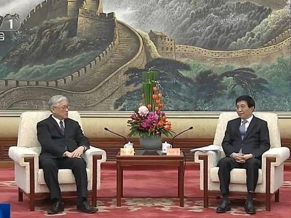 夏立言10日會見王滬寧。 圖：國民黨提供