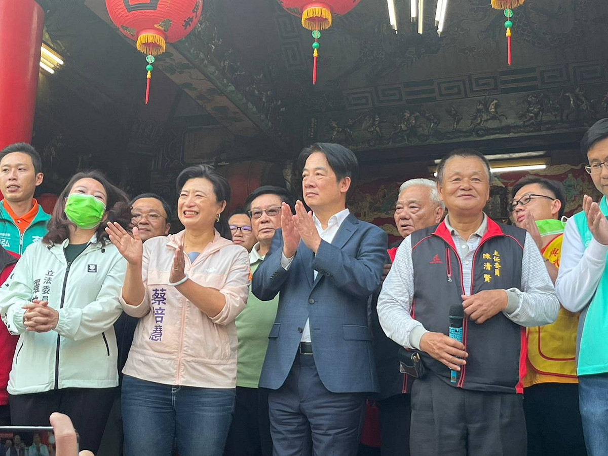 民進黨主席、副總統賴清德今( 12 日)再度到南投參香為同黨候選人蔡培慧輔選。 圖：蔡培慧競辦提供
