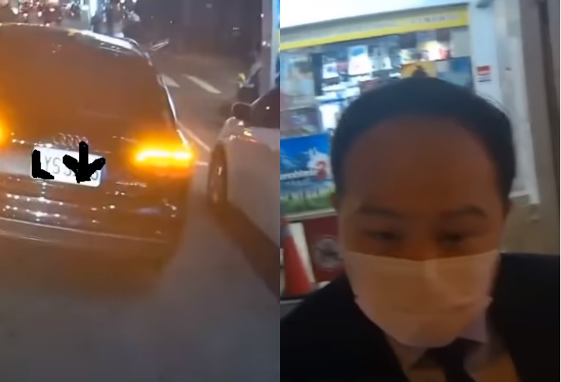違停的奧迪男子出面第一句話就開嗆騎士，「你拍我幹嘛，刪掉喔」，還撂話「2千4而已，我開這種車」。 圖：翻攝自WoWtchout - 地圖型行車影像分享平台/YouTube