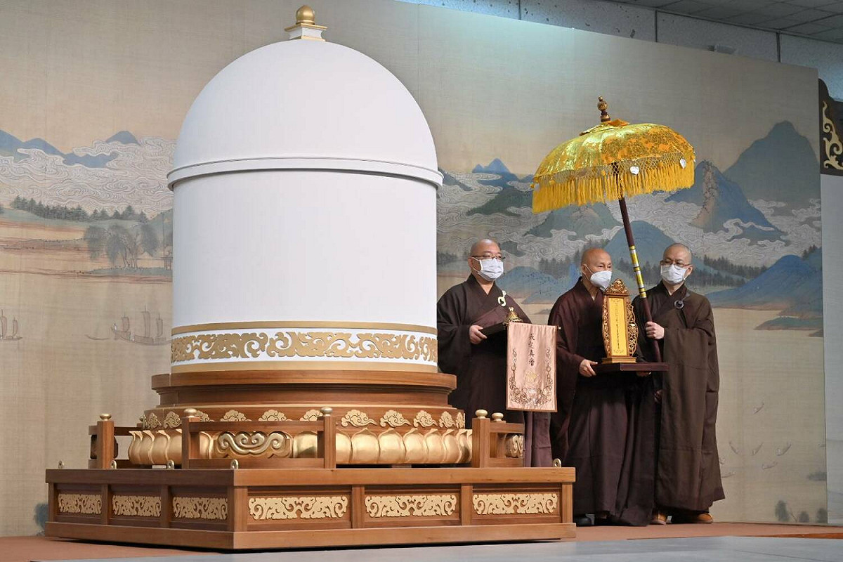 星雲法師真身坐塔設計源於印度拘尸那揭羅城中的涅槃塔。 圖：佛光山/提供