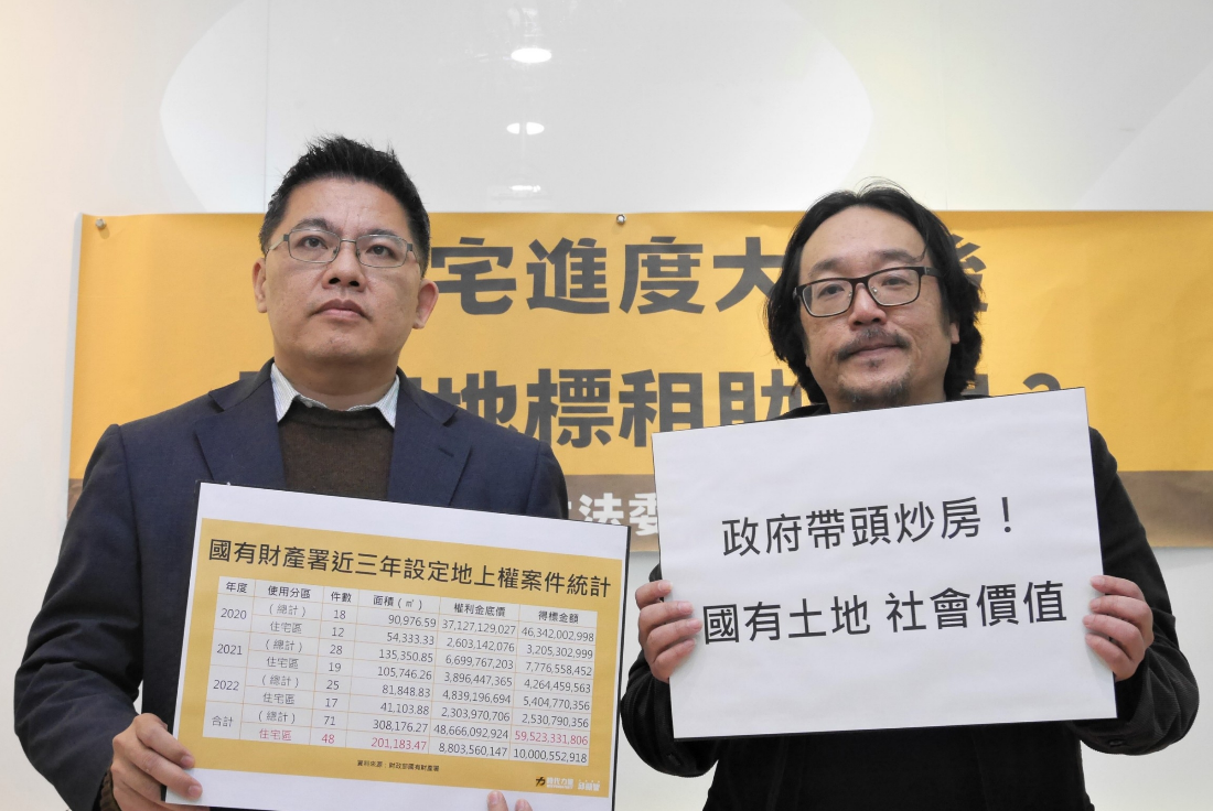 邱顯智今與OURs都市改革組織在立法院舉行「社宅進度大落後，國有地標租助炒房？」記者會。 圖:邱顯智辦公室提供