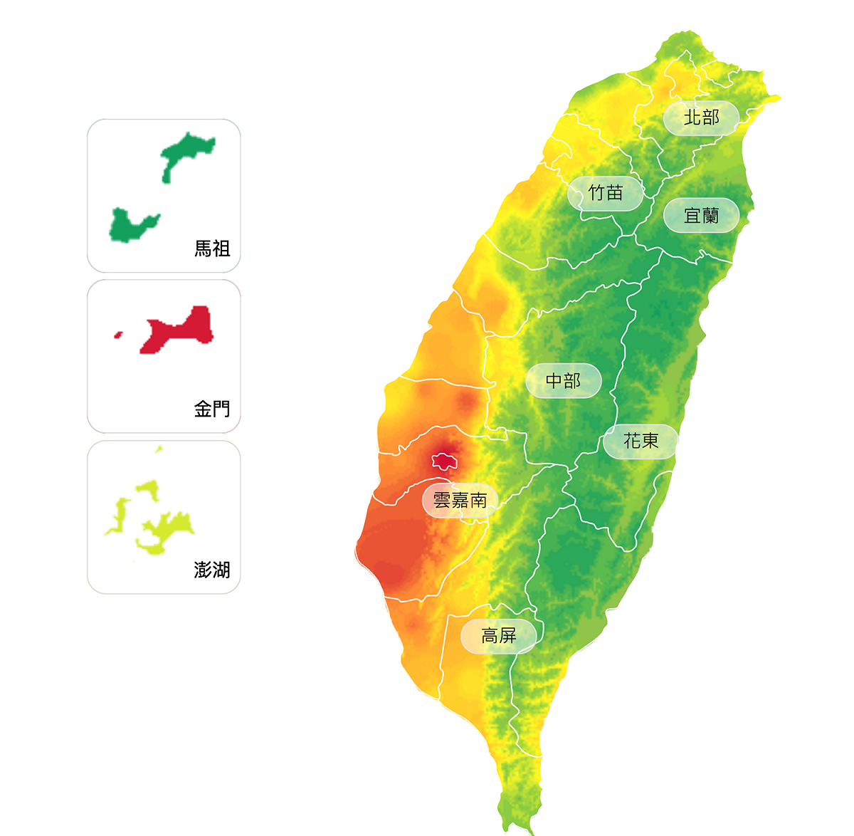 台南地區部分測站已亮起紅色警戒，敏感族群應減少在戶外劇烈活動。 圖：翻攝自環保署空品監測網