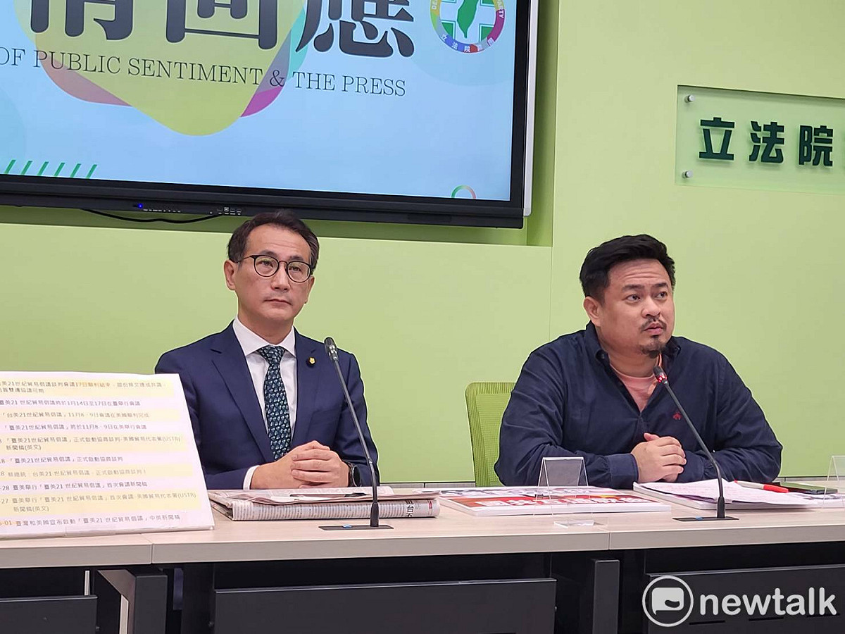 民進黨團今天召開記者會。 圖：陳佩君／攝