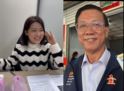 國民黨南投立委補選候選人林明溱（右）宣稱要交棒年輕人，苦苓向高喊世代交替的國民黨市議員徐巧芯（左）喊話，打電話給林明溱。 圖：徐巧芯辦公室 /提供、取自林明溱臉書（新頭殼合成）