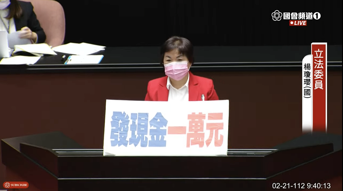 國民黨立委楊瓊瓔。 圖：翻攝立法院直播畫面