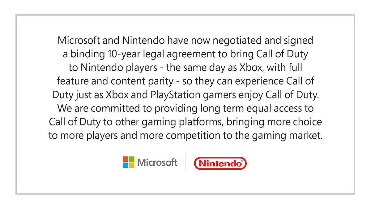 微軟今（21）日宣布與任天堂簽訂 10 年合約，未來 Xbox 遊戲將登上任天堂平台 圖：翻攝自 Brad Smith 推特
