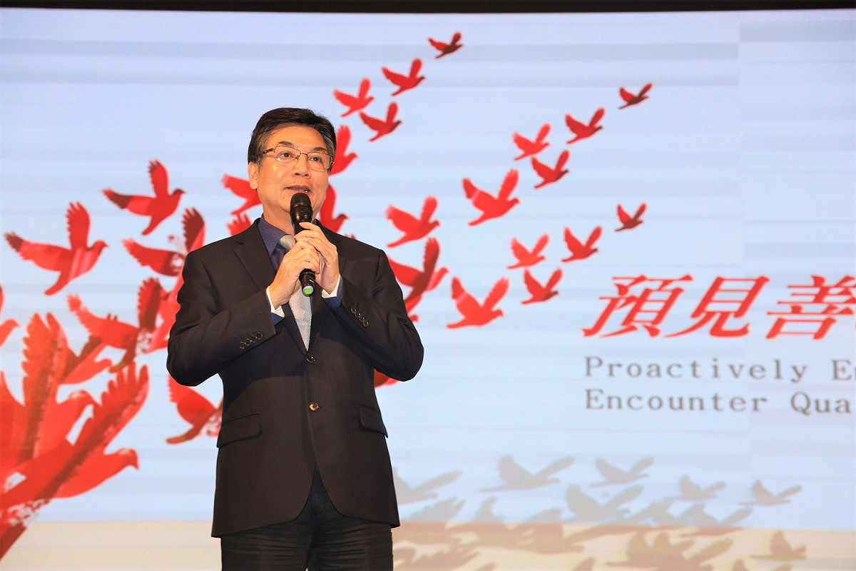 劉和然致詞，勉勵跨教育階段合作共好，以培育新北在地國際菁英。 圖：新北市教育局提供