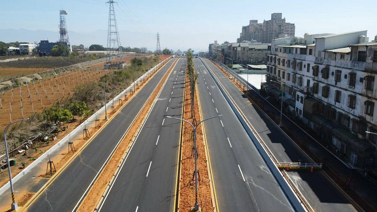 中科西南向聯外道路工程實地照片空拍圖。 圖：內政部提供