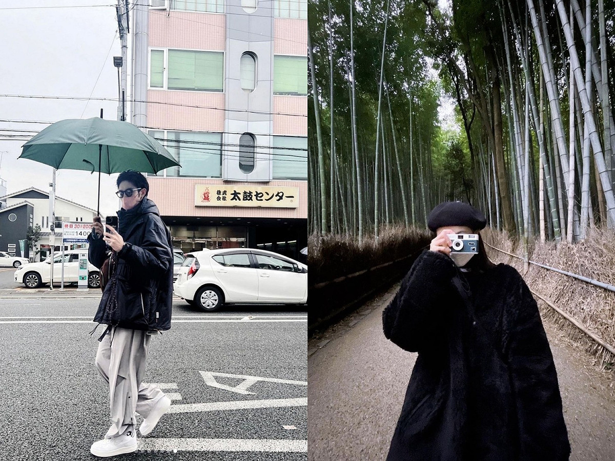 近日2人各自在社群平台曬出多張赴日旅遊的「情侶視角」照片。 圖：取自IG＠tsaoyuning、＠_ginglebellaaa
