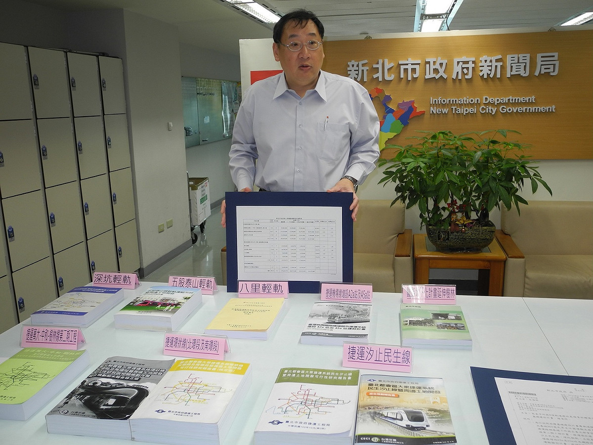 新北市捷運局長趙紹廉今天將3類、8項軌道建設的11本可行性研究計畫核定本、報告書，以公文函送交通部審查。 圖：王峻昌／攝
