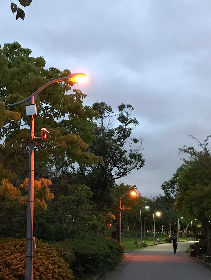 台北市工務局公園處除了熄燈外，路燈更加裝長、短型的遮光罩及有色濾光紙以減少光害。 圖:台北市工務局/提供