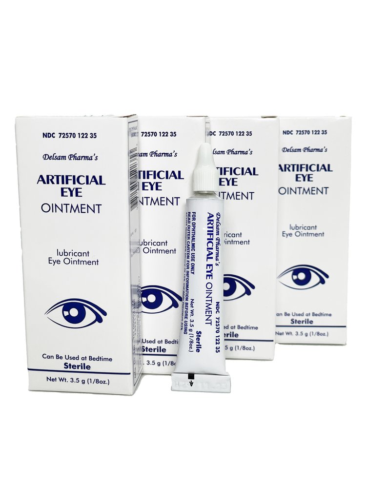 環球製藥所製造的「Artificial Eye Ointment」眼膏被美FDA認為有細菌感染疑慮。 圖：翻攝自Delsam Pharma 官網（資料照）