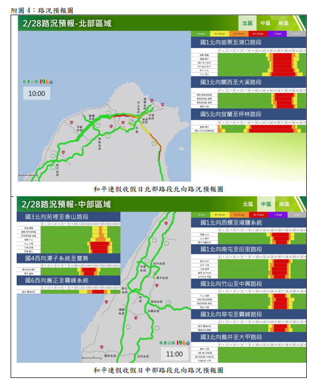 2/28北，中區域下午路況預報 圖：高公局/提供