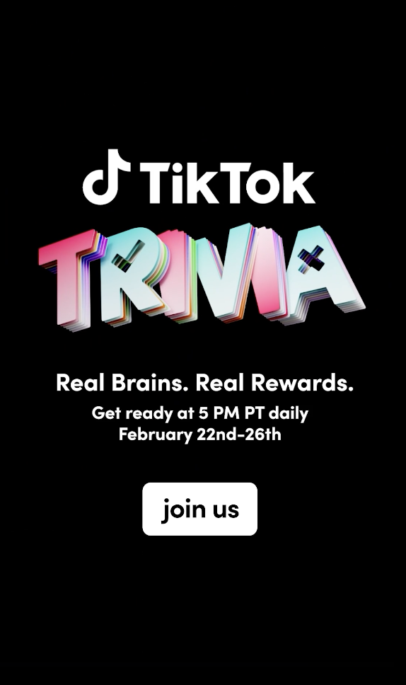 「TikTok Trivia」直播遊戲。 圖：翻攝自抖音臉書