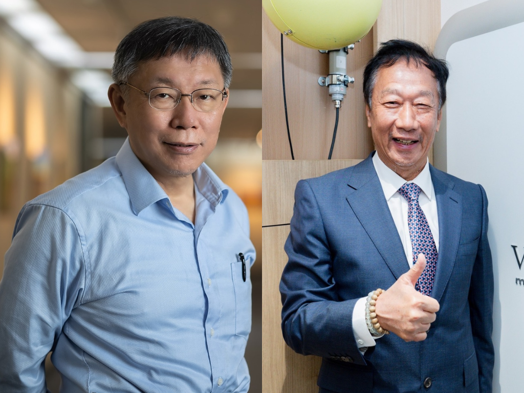 柯文哲（左） 和郭台銘（右）。 圖：取自柯文哲維基百科、郭台銘個人臉書