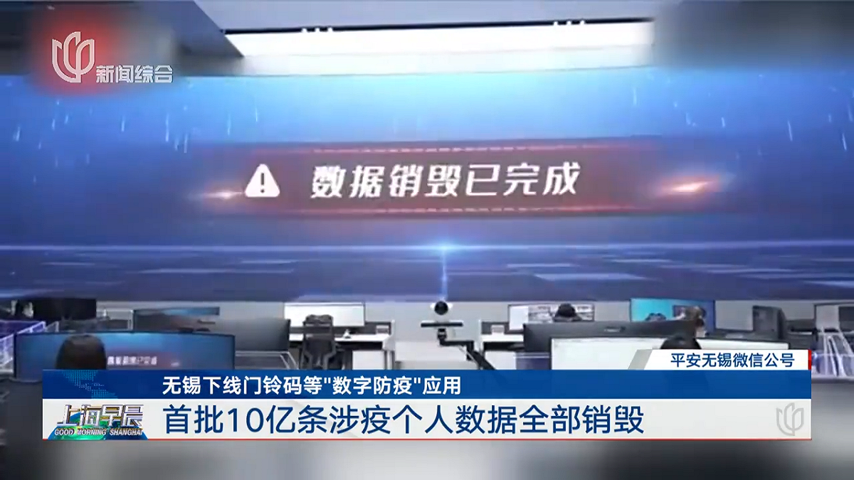 中國無錫舉辦疫情數據銷毀儀式，當局號稱使用專業「數據銷毀軟體」，以確保數據不能恢復。 圖：翻攝自看看新聞
