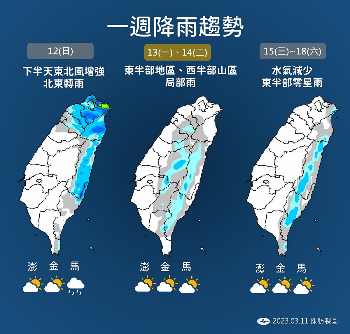 未來一週降雨趨勢。 圖：中央氣象局/提供