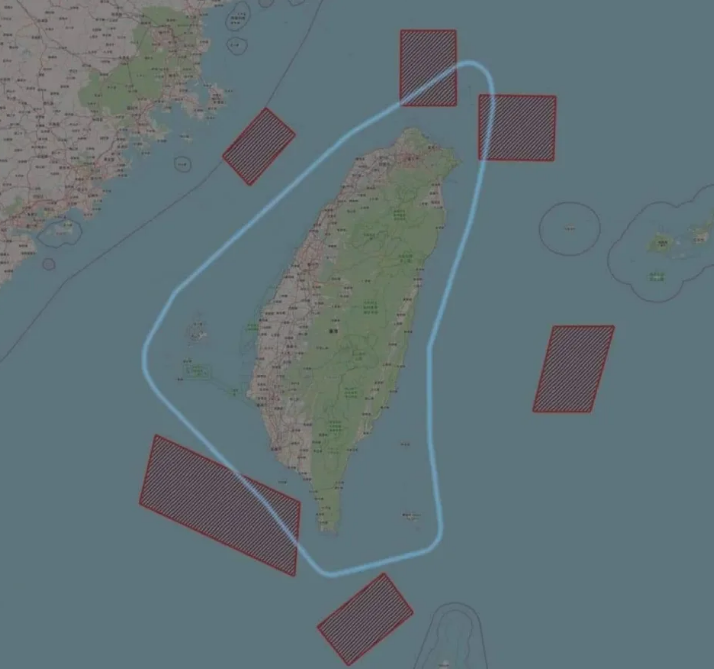 中共 2022 年 8 月實施環台式的「實彈演習」，軍演地點共6處，範圍大於96年台海危機。  圖：汪浩臉書