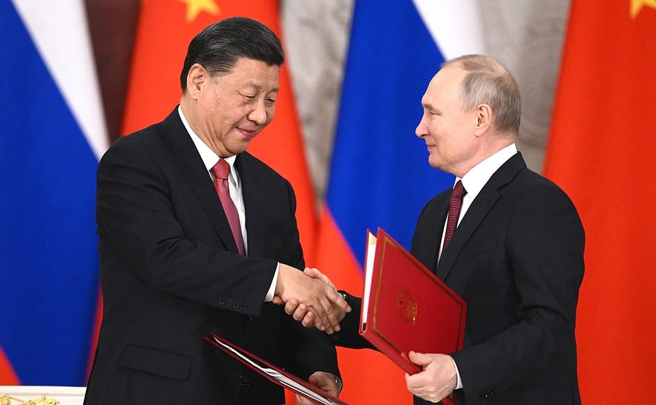 習近平和普丁在三月中簽署聯合聲明，兩國關係增溫。 圖：翻攝克里姆林宮網站（資料照）