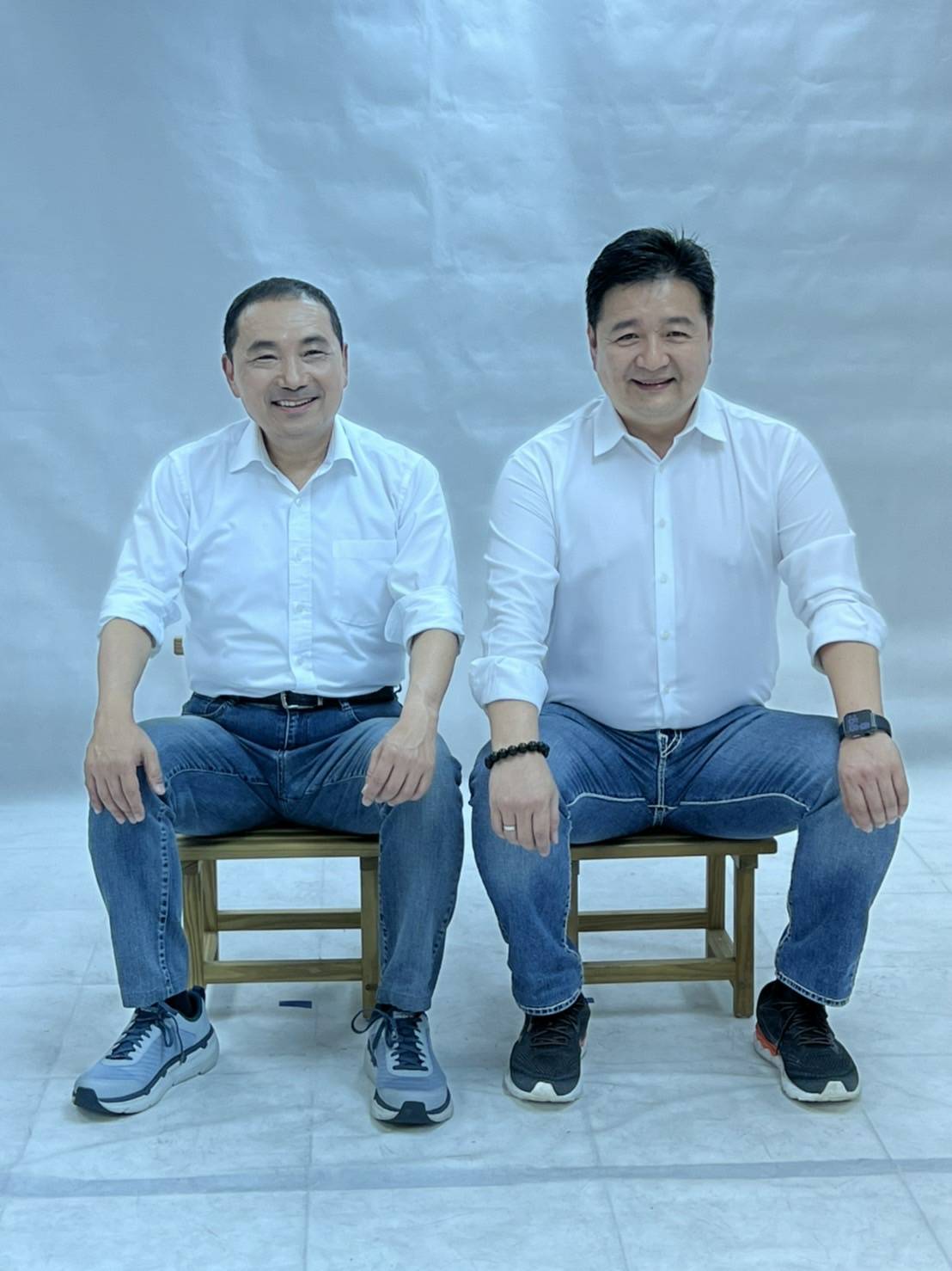 新北市議員林金結(右)今開第一槍，呼籲國民黨主席朱立倫徵召侯友宜。 圖：林金結服務處提供