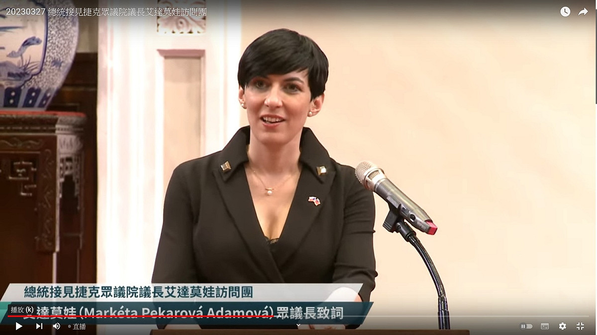 捷克眾議院議長艾達莫娃。 圖：翻拍自總統府YouTube