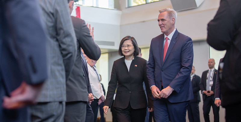 蔡英文5日和美國眾議院議長麥卡錫（Kevin McCarthy）會談。 圖：總統府提供
