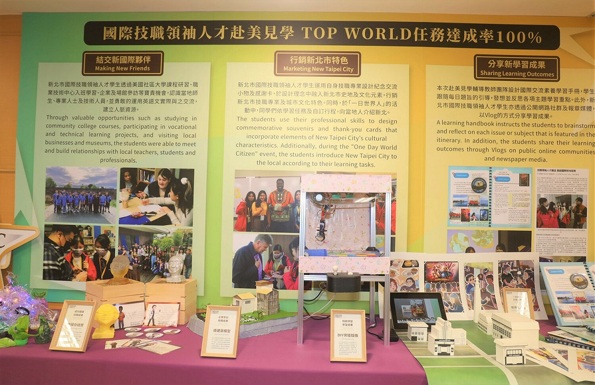 New Top World 海外三大學習任務：結交新國際夥伴、行銷新北市特色、分享新學習成果100%達成。 圖：新北市教育局提供