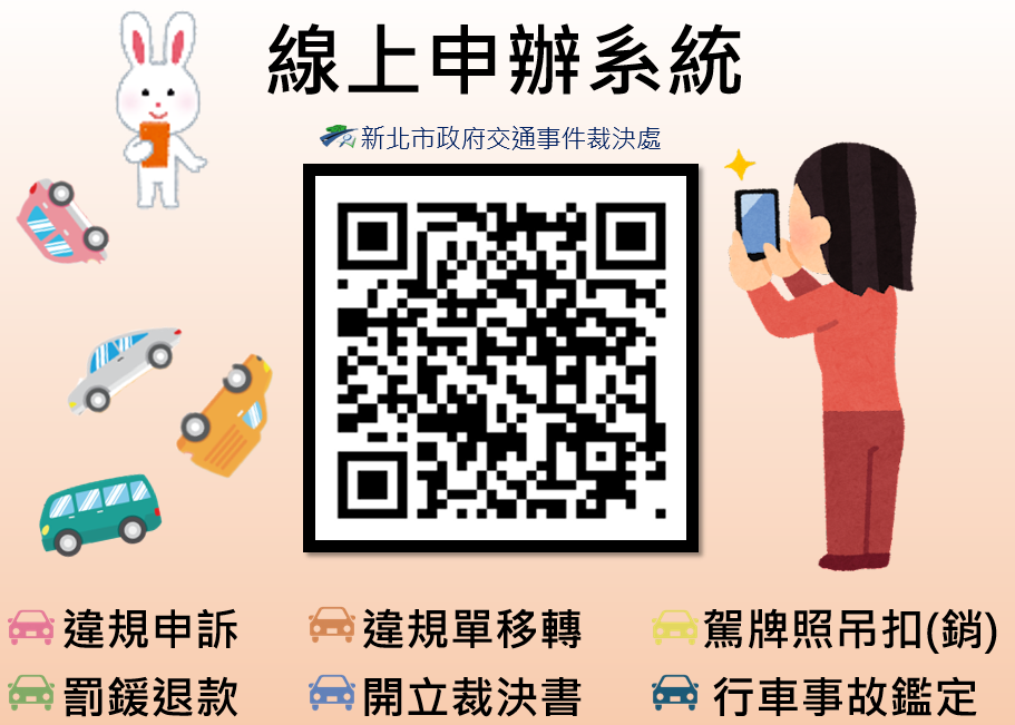 線上申辦服務。 圖：新北市交通事件裁決處提供