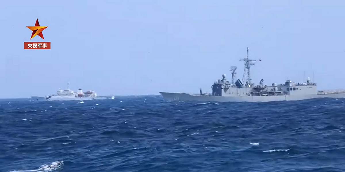 中國山東艦（海軍17艦編隊）今日也參加了環台軍演。 圖: 擷取自中國《央視軍事新聞》