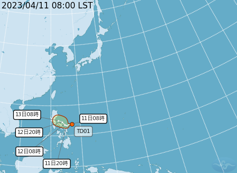 今(11)日太平洋地區有 1 個熱帶性低氣壓生成。 圖：翻攝自中央氣象局網站