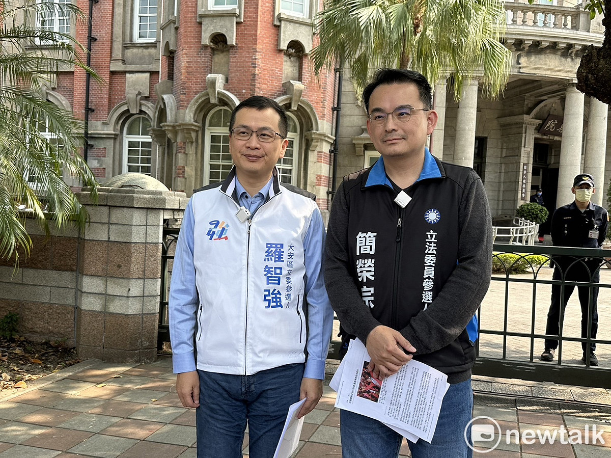 國民黨台北市第六選區立委擬參選人羅智強、新北市第十二選區立委擬參選人簡榮宗。 圖：周煊惠 / 攝