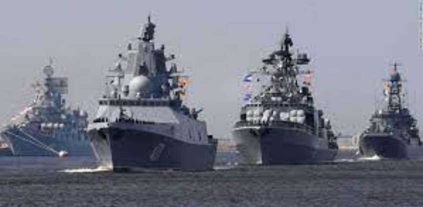 俄軍艦隊海上演習。 圖 : 翻攝自搜狐