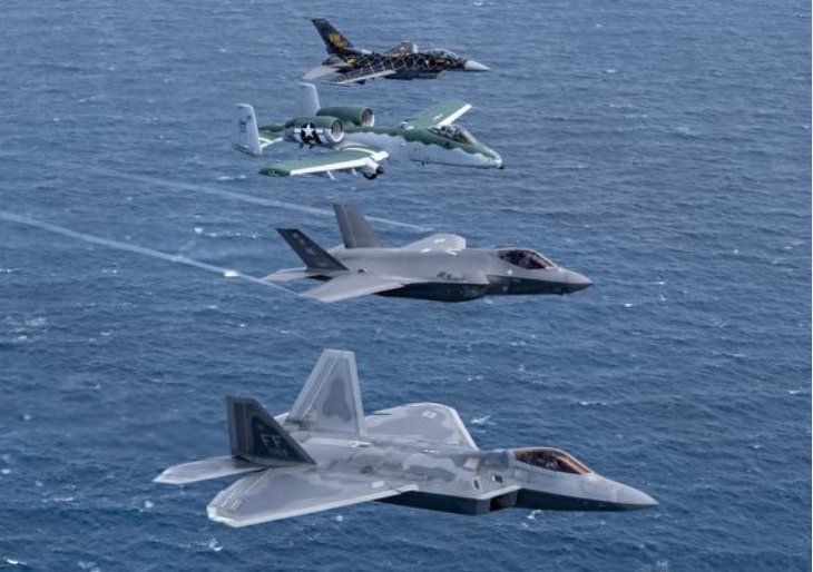 美軍F-35等戰機編隊。 圖 : 翻攝自推特