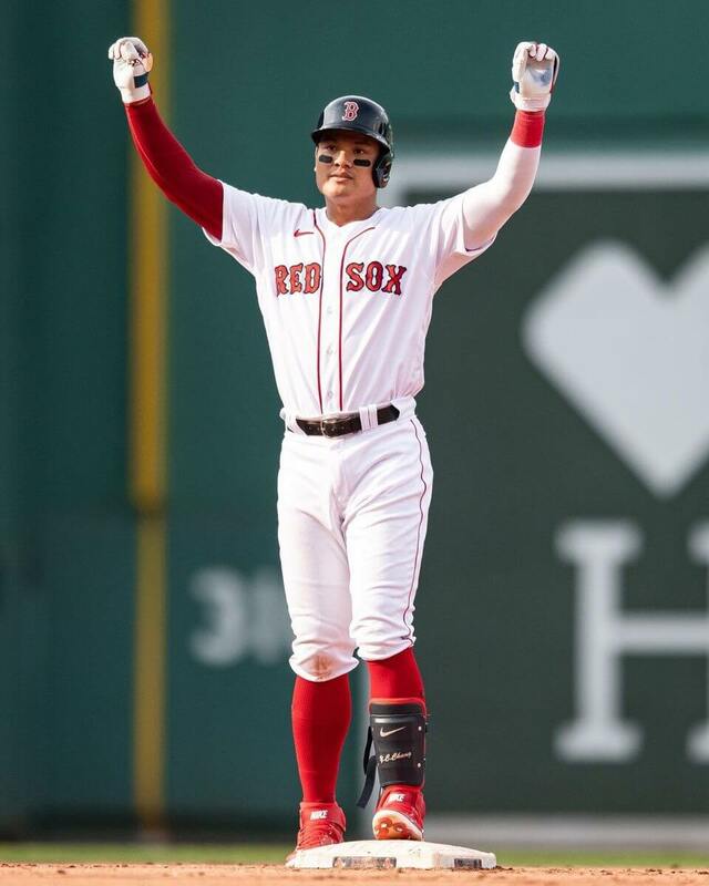 圖為張育成去年9月比賽畫面。 （圖取自facebook.com/RedSox）
