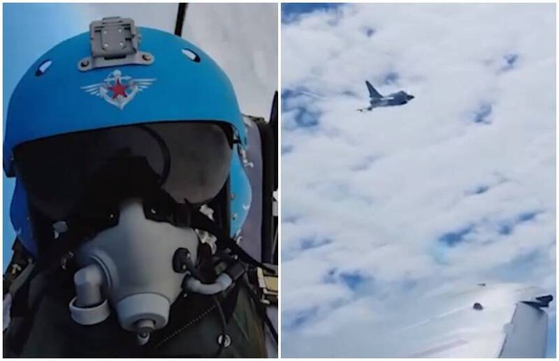 中國解放軍海軍近日釋出一段飛行員在空中攔截外國偵察機的大內宣影片。 圖：翻攝微博