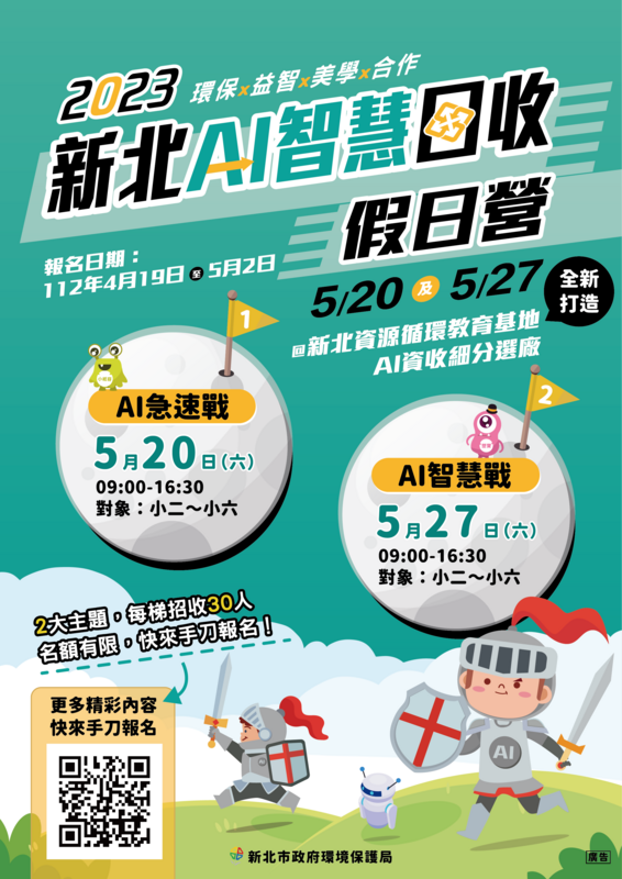 新北環保局辦理「新北AI智慧回收假日營」即日起至5月2日開放報名。 圖：新北市環保局／提供