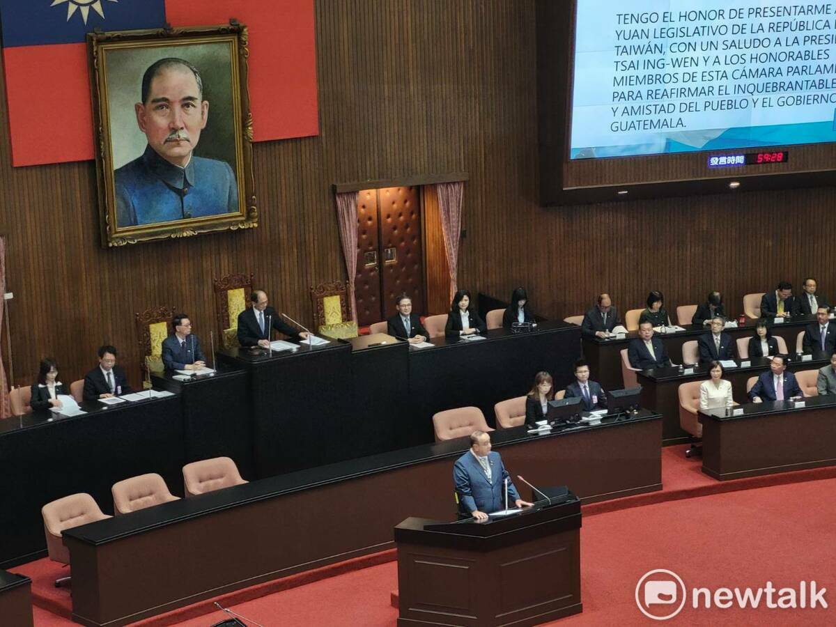 賈麥岱在立法院發表演說。 圖：陳佩君／攝