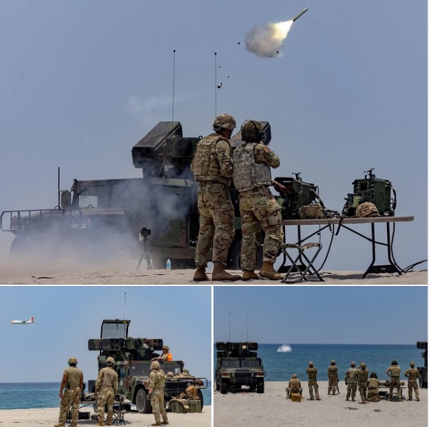 美國陸軍在與菲律賓進行「肩並肩」聯合軍演時，發射復仇者防空系統一枚刺針導彈。 圖：翻攝自Exercise Balikatan臉書