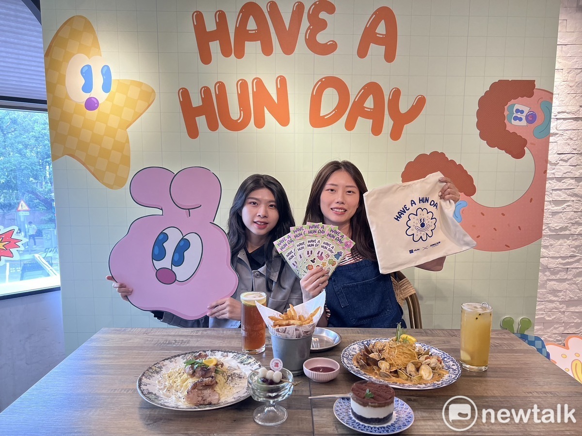 「HUN混」店內設有打卡牆，首度與KINGJUN發行聯名商品。 唐復年/攝