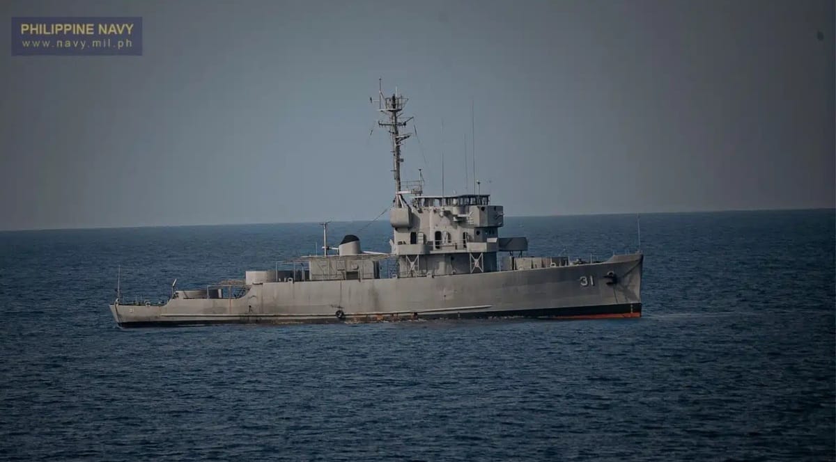 美菲「肩並肩-23」聯合軍演，「沉船演習」靶艦「帕加西南號(BRP Pangasinan)」。 圖：翻攝Philippine Navy