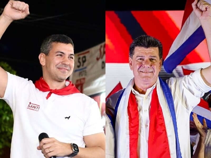 巴拉圭總統大選，執政黨候選人潘尼亞(左)以45%的得票率領先，主張與台灣斷交的艾里格里(右)得票率為28%。 左圖取自facebook.com/SantiPenaPY，右圖取自facebook.com/EfrainAlegre
