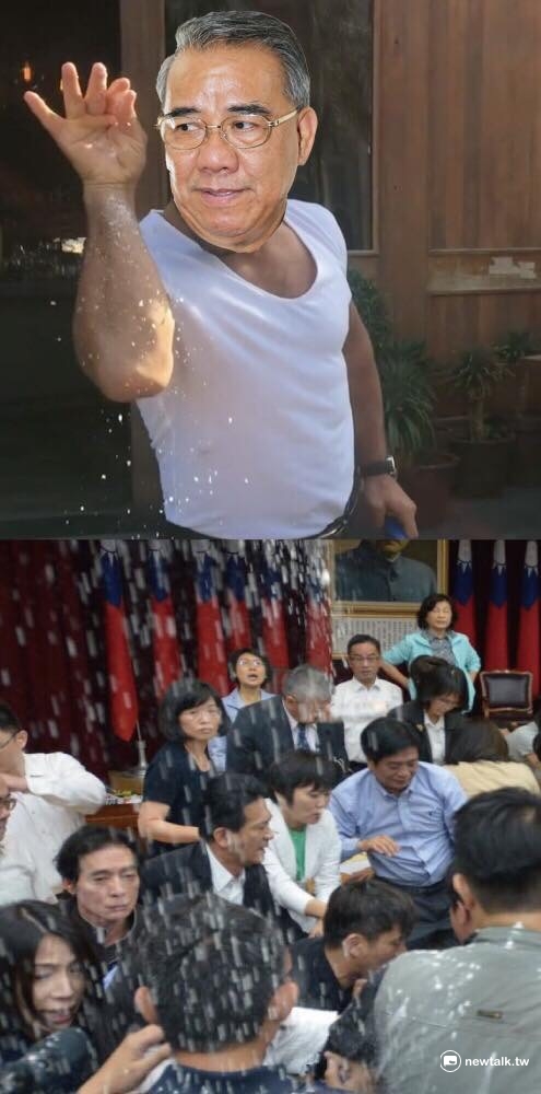 民進黨立委林俊憲11日下午po了一張名為「國民黨賣擱鬧阿啦」的KUSO合成圖。 圖: 林俊憲臉書