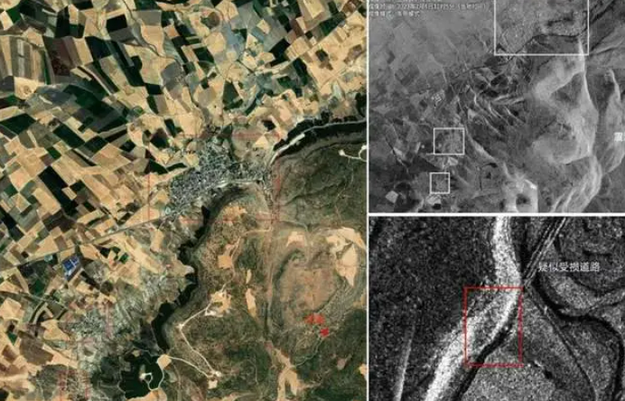 2023年土耳其大地震，中國衛星回傳不同類型的當地衛星照片。 圖: 翻攝自中國騰訊網「王亞男航空說」
